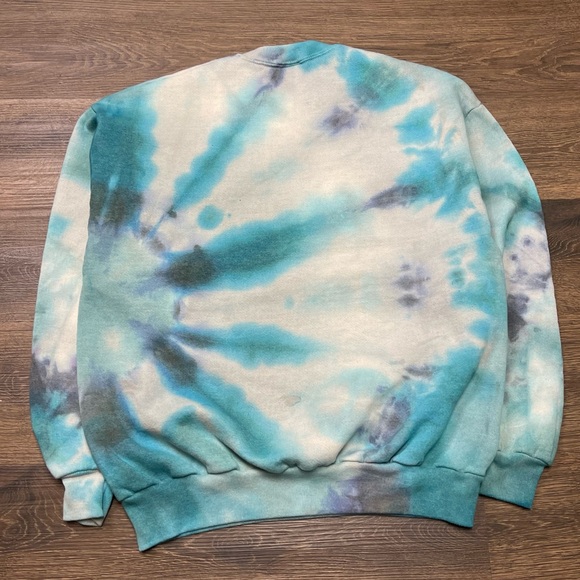 Vintage Jerzees Crewneck Sweatshirt Tie Dye Hyperjump XL Blue Remember Win - Picture 3 of 5